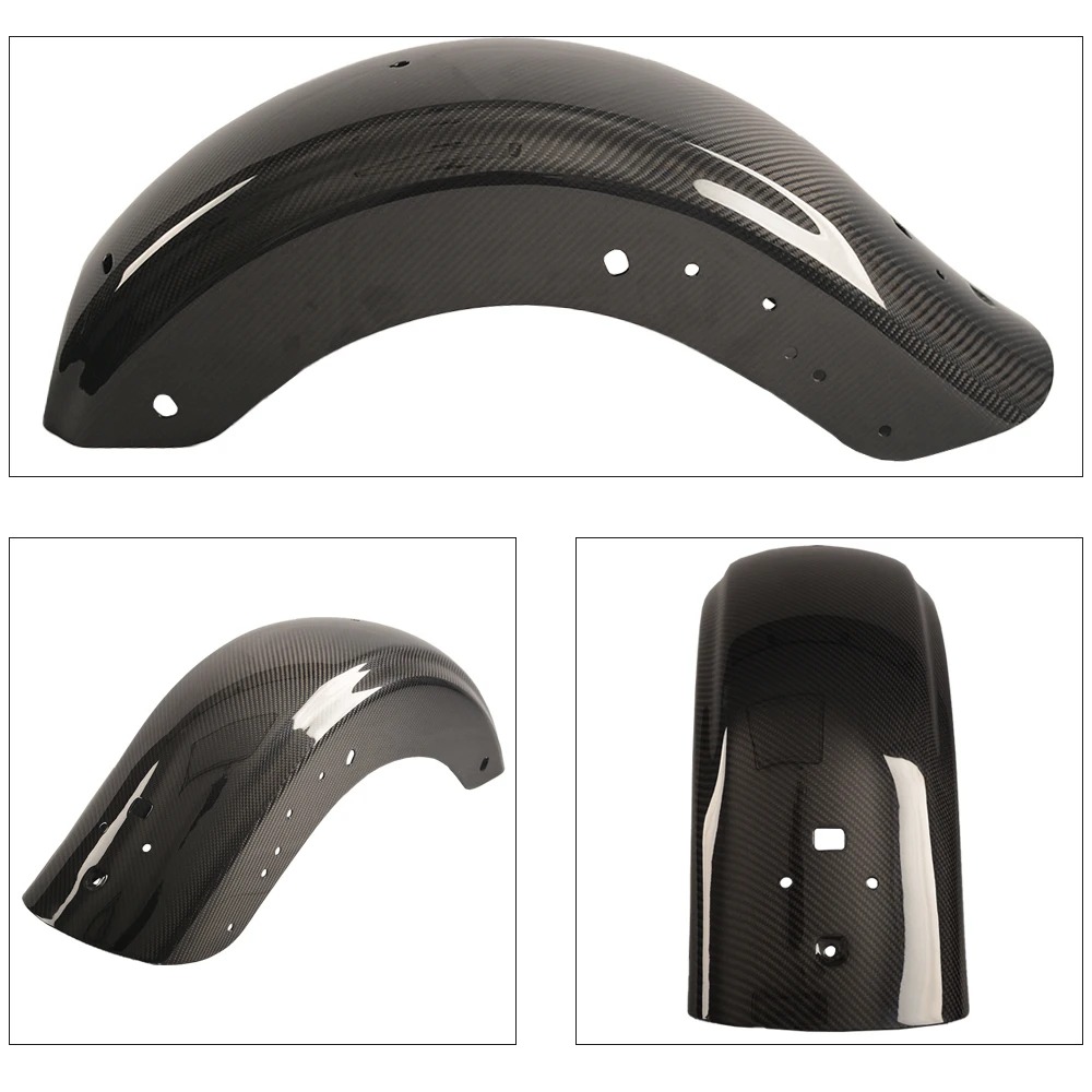 Custom World Motorcycle 3K Carbon Fiber Rear Fender Pre-Drilled Mounting Holes for Touring 23.5-25